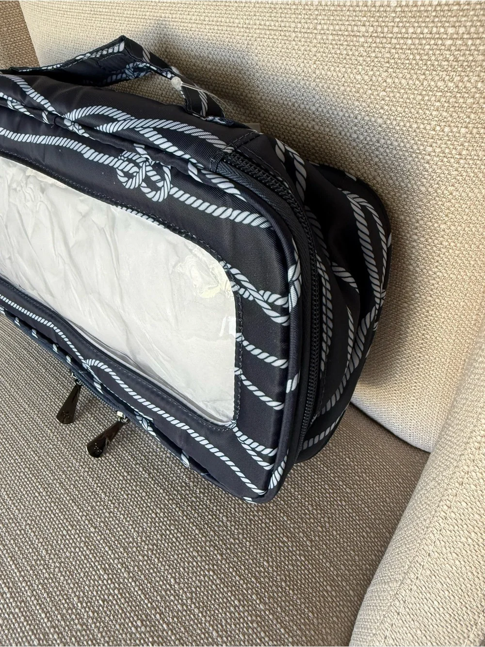 Lug Freight Box Container Nautical Navy Rope Print NWT Travel Storage Organizer